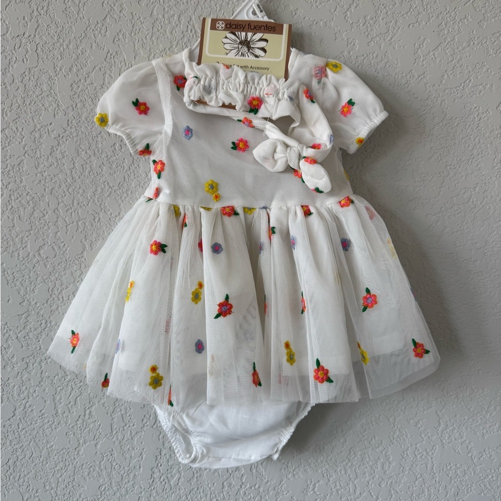 Daisy Fuentes Baby Dress with Floral Embroidery 🌼🌸🌺